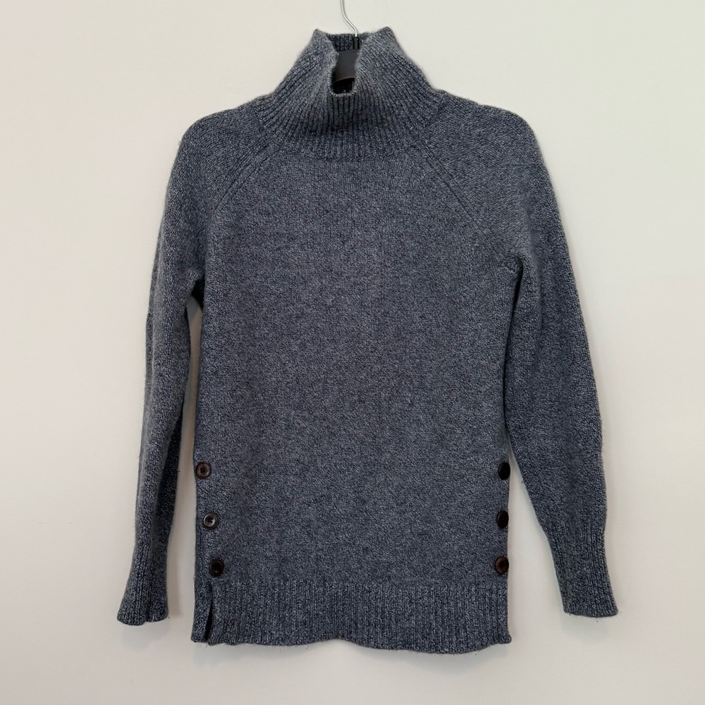 Garnet Hill Gray Cowl Neck Turtleneck Cashmere Sweater